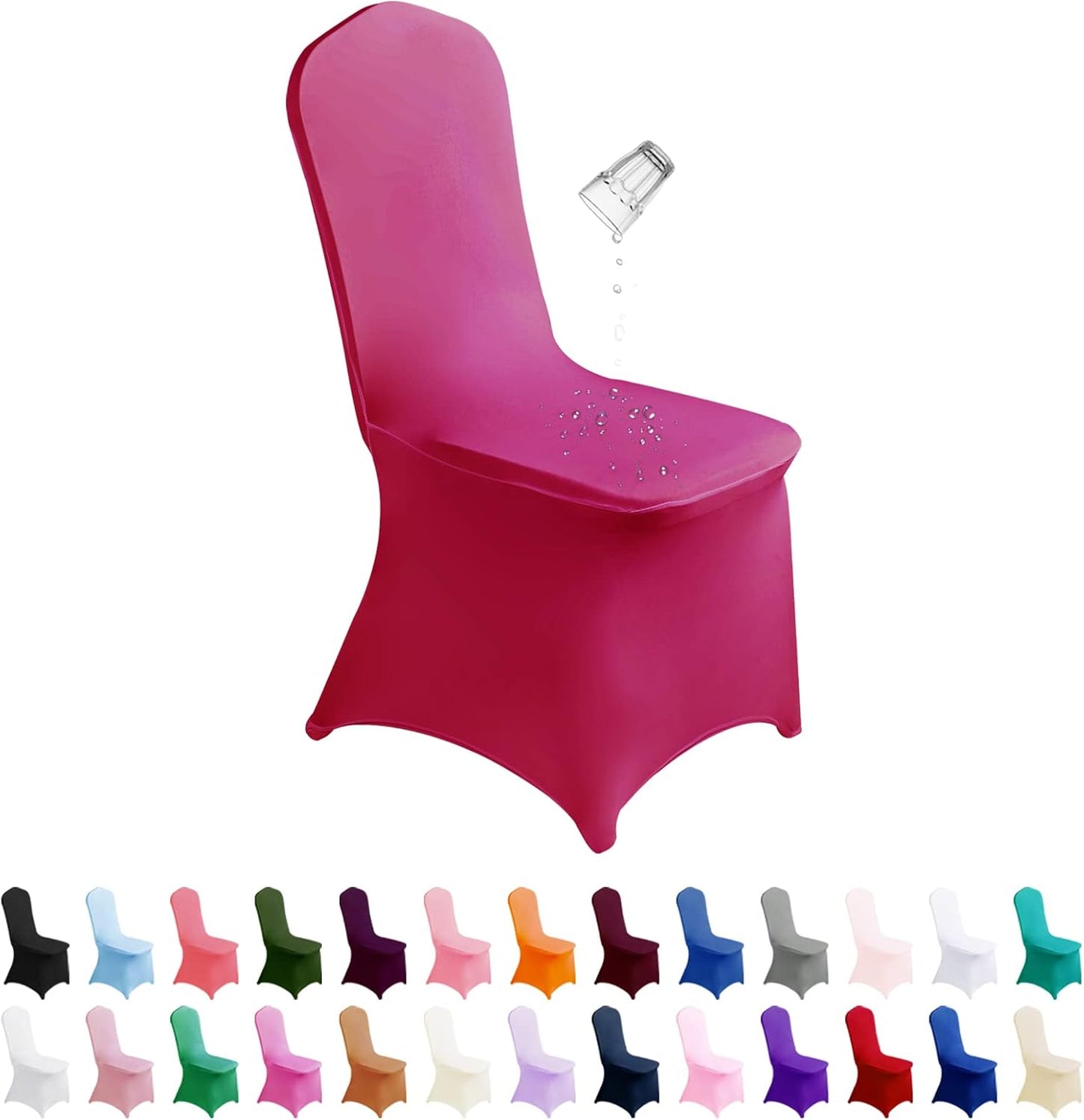 SUPERO Waterproof Spandex Chair Cover 12PCS, Stretch Dining Chair Covers, Polyester Outdoor Chair Covers, Protector Stretch Chair Cover for Party Universal, Banquet, Wedding Event, Hotel(Fuchsia)