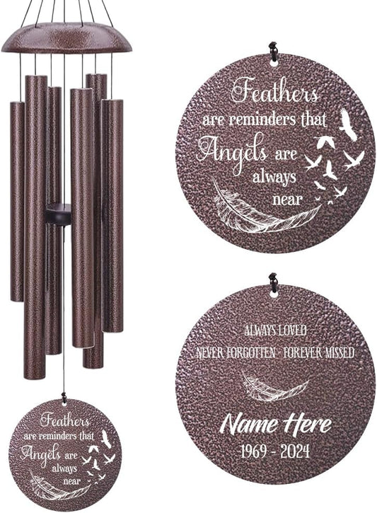 Personalized Wind Chimes for Loss of Loved One, Bereavement & in Memory Wind Chimes, Sympathy Gifts in Memory of Father, Mother, or a Loved One