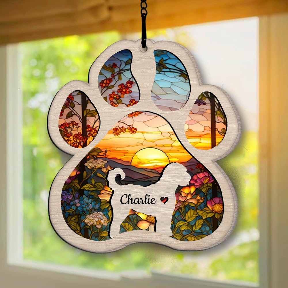 Personalized Goldendoodle Suncatcher Dog Memorial Gifts, Custom Goldendoodle Ornament Christmas Tree, Pet Remembrance Gift, Loss of Dog Sympathy Gift, Pets Memorial Ornament, Pet Loss Suncatcher