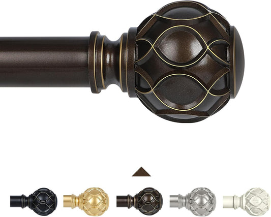 Bronze Farmhouse Curtain Rods for Windows:36-88 Inch Heavy Duty Adjustable Curtain Rod for Bedroom Living Room,Boho Decorative Rustic Drapery Rods with Vintage Coastal Finial,Antique Bronze