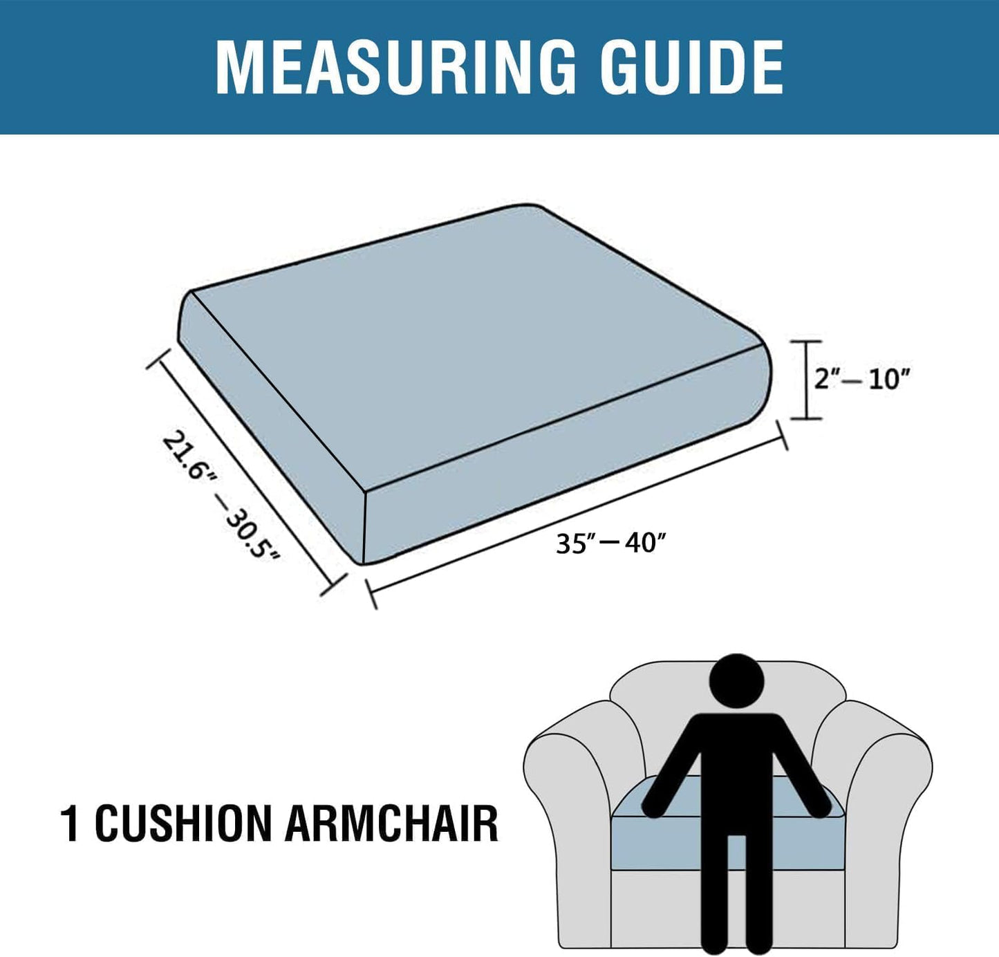 H.VERSAILTEX Super Stretch Individual Seat Cushion Covers Sofa Covers Couch Cushion Covers Slipcover Sets Thick Jacquard Textured Twill Fabric (1 Piece Chair Cushion Cover, Macchiato)