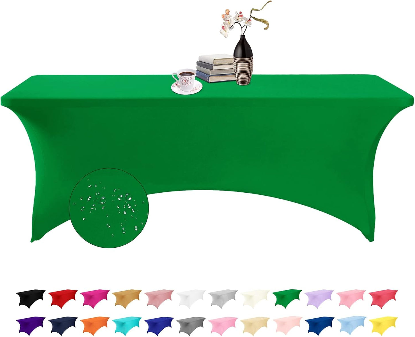 Spandex 8ft Waterproof Table Cover for Party,Wedding, Banquet, and Events(Emerald)
