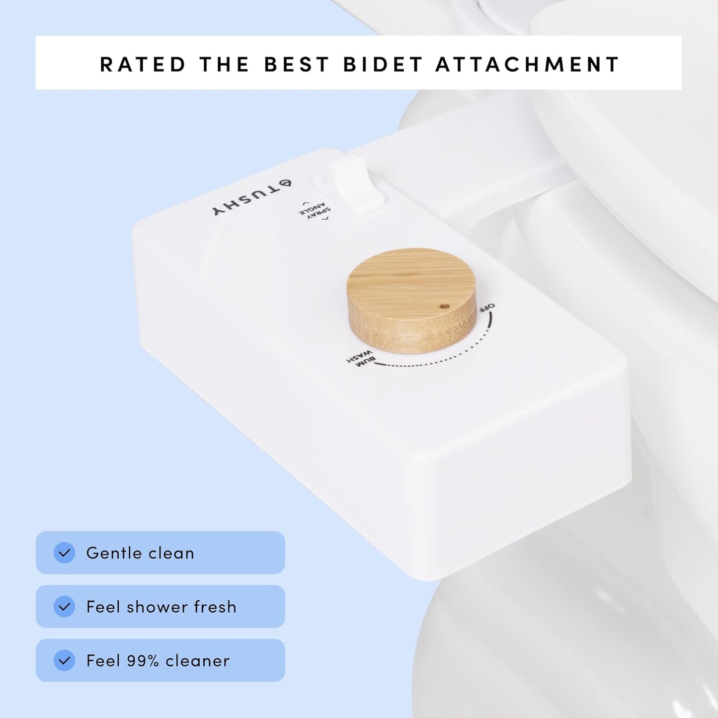 TUSHY Classic 3.0 Bidet | Slim Universal Toilet Seat Attachment. Simple Install <10 Minutes. Non-Electric Self Cleaning Water Sprayer with Adjustable Pressure Nozzle and Angle Control. (Black/Gold)