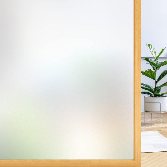 rabbitgoo Window Privacy Film, Frosted Glass Window Clings, Static Cling UV Heat Blocking Door Stickers for Home Bathroom, Removable Indoor Decal Coverings Day and Night, Pure, 29.5 x 118.1 Inches