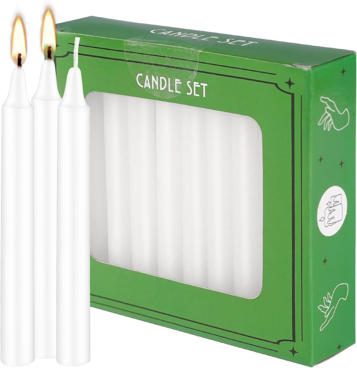 White Candles Set of 40, 4" White Spell & Chime Candles, Unscented Mini Taper Candle for Witchcraft, Wiccan Altar, Magic Tools, Rituals, Prayer, Meditation and Christmas Party Decoration