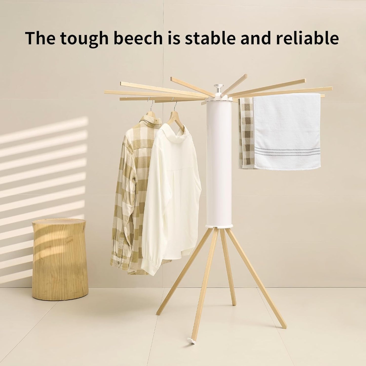 JOOM Four Legs Clothes Drying Rack, Garment Rack Portable and Foldable Space Saving Laundry Drying Rack - Drying Rack Floor Folding Balcony Bedroom Solid Invisible Household