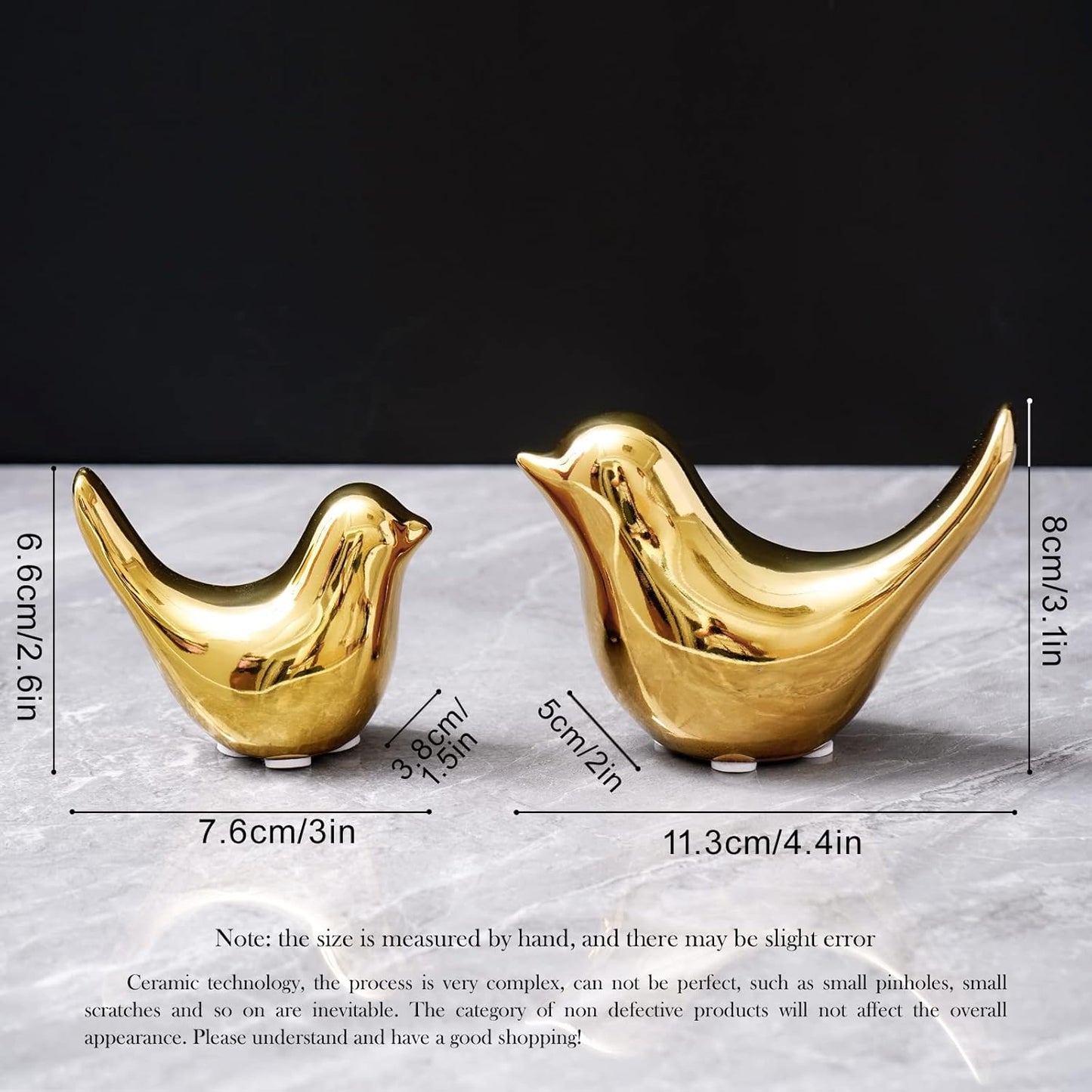 Notakia Gold Home Decor Small Birds Statues Modern Style Decorative Ornaments for Living Room, Bedroom, Office Desktop, Cabinets (2Pcs Gold Birds)