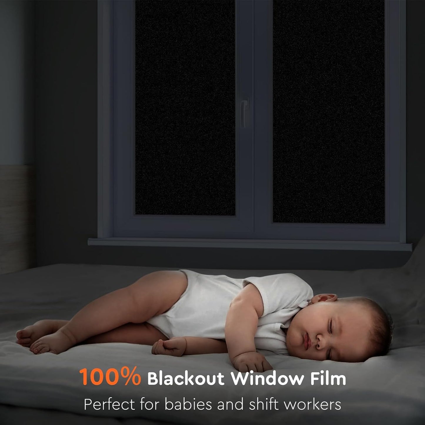 Kromapolis Blackout Window Privacy Film Total Light Blocking Room Darkening Window Covering, Removable Static Cling Frosted Glass Tint, Non-Adhesive, Black 35.4'' x 78.7''