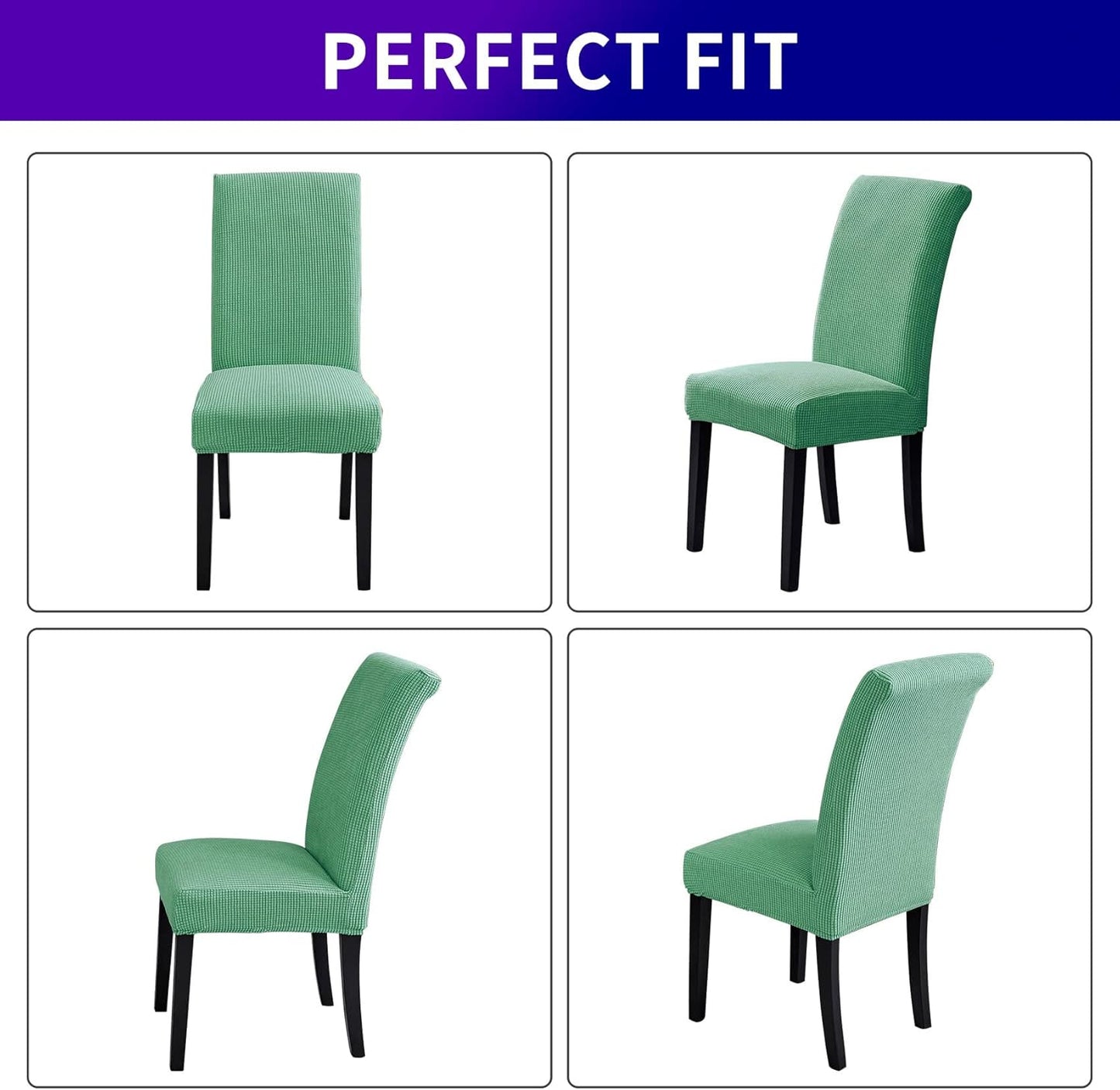 Howhic Chair Covers for Dining Room Set of 4, Stretchy Dining Chair Covers, Textured Jacquard Kitchen Chair Slipcovers, Classy Decor for Home and Banquet (Sage, 4 Pack)