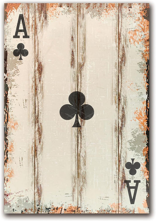 Poker Canvas Wall Art Print Ace of clubs Game Room Wall Art Print Wall Decor Prints Poster With Framed