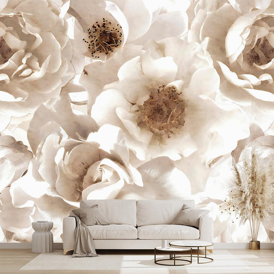 Floral wallpeper for Girls Bedroom Modern Flower Living Room Wall Mural - 160"x108"（Not Peel and Stick）