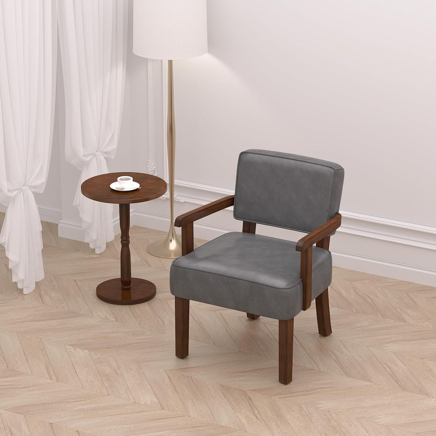 PU Leather Accent Chair, Oversized Living Room Chairs with Soft Seat and Armrests, Armchair for Bedroom, Dinning, Reading, Waiting Rooms