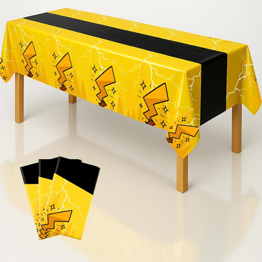 3-Pack Yellow Cartoon Plastic Birthday Tablecloths - 54x108in Rectangle Party Table Covers for Little Ones & Adults, Durable Birthday Party Decorations