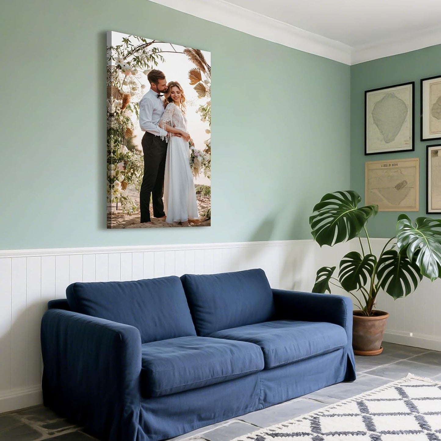 Custom Canvas Prints with Your Photos - Personalized Pictures Print, Customized Photo Gifts, Wall Art Poster Canvas Printing for Wedding, Family, Baby, Pets, Home Office Decor, Wrapped Frame 8x16