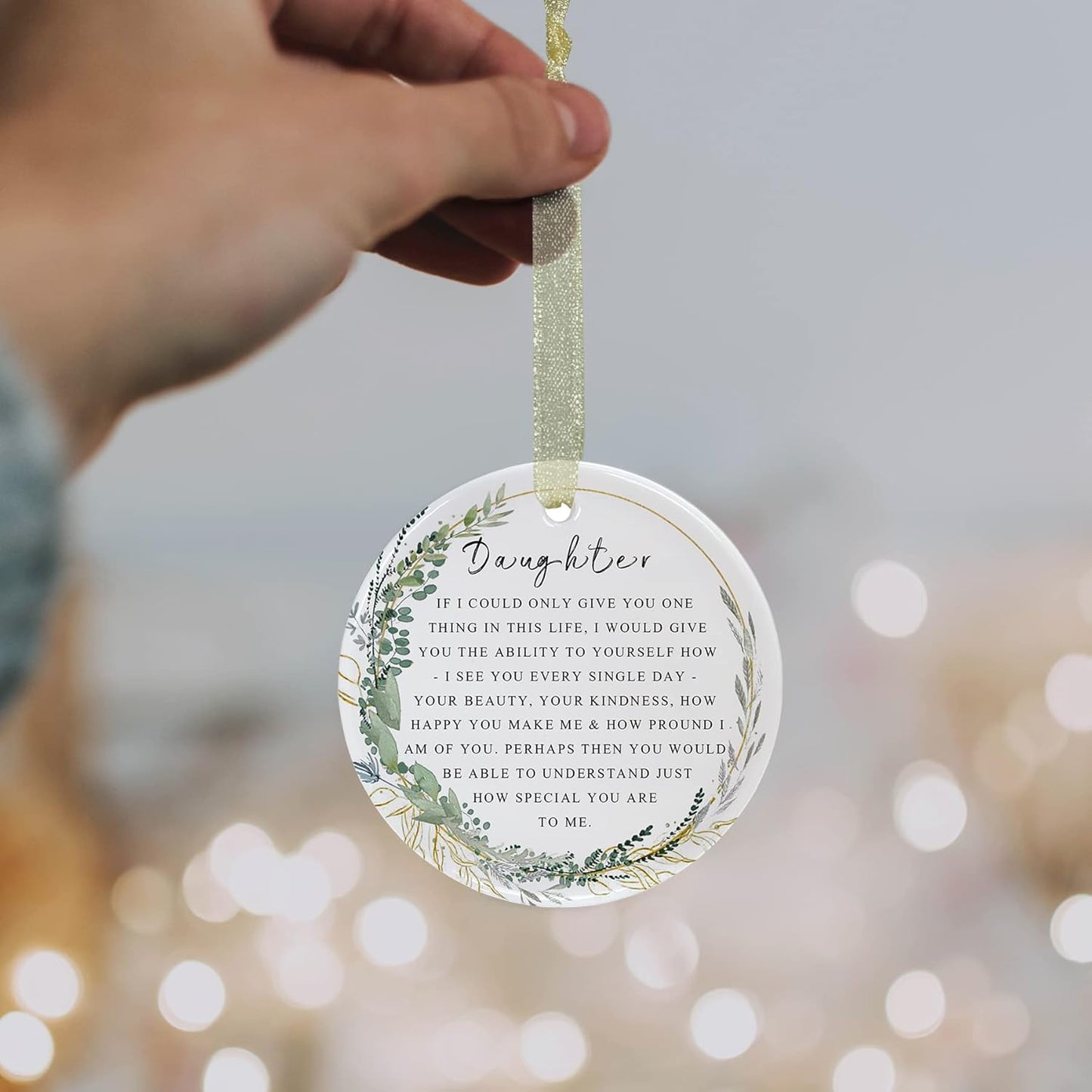 Daughter Ornaments 2025 Daughter Christmas Ornament Xmas Forever Ornament Best Ever Gift Double-Sided Printing Ceramic with Gift Box&Ribbon (2.9"