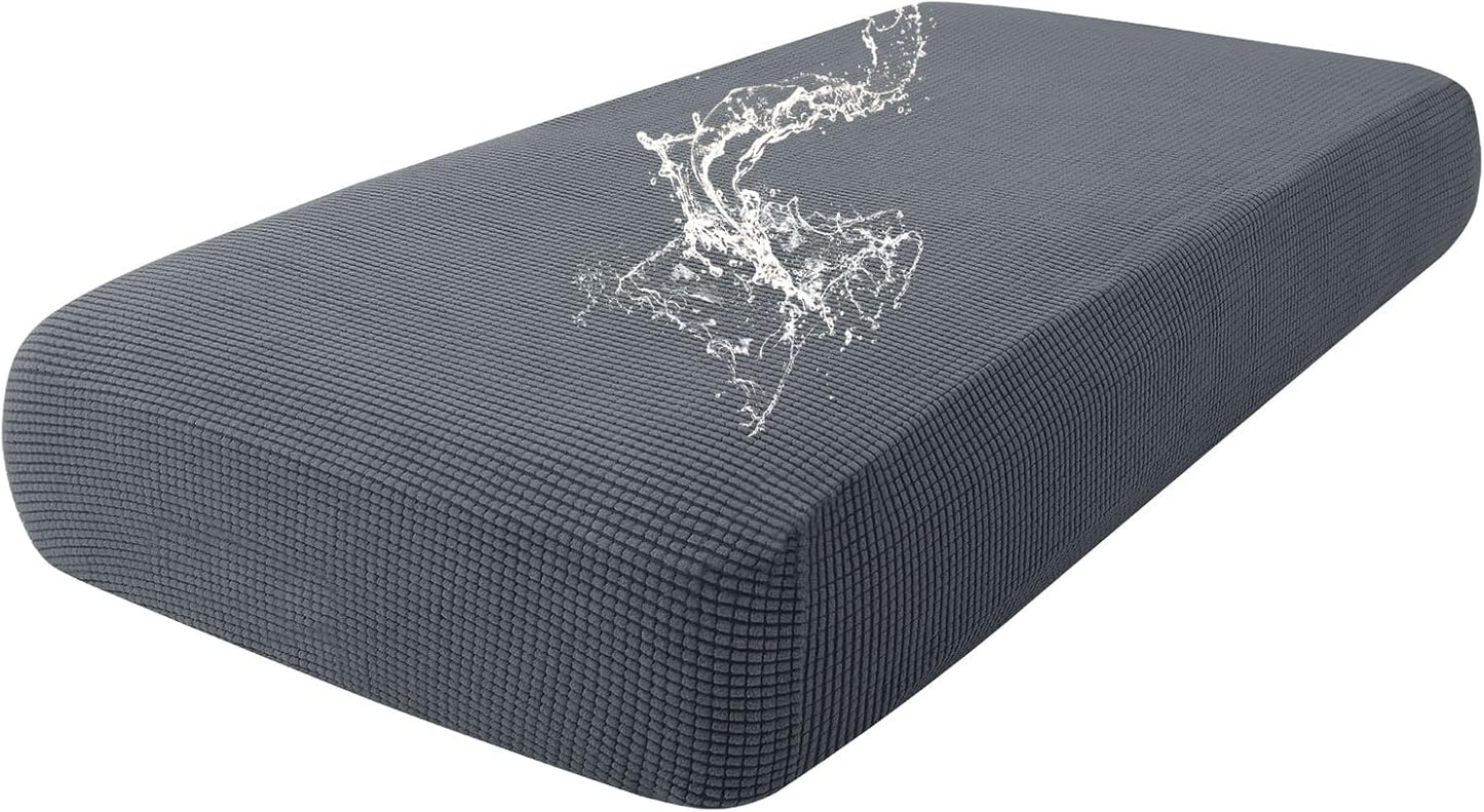 hyha Waterproof Couch Cushion Covers for Pets, Non Slip Sofa Seat Cover for Dogs Washable, Soft Thick Stretch Jacquard Fabric, Sofa Slipcovers with Elastic Bottom (1 Piece for Medium, Grey)
