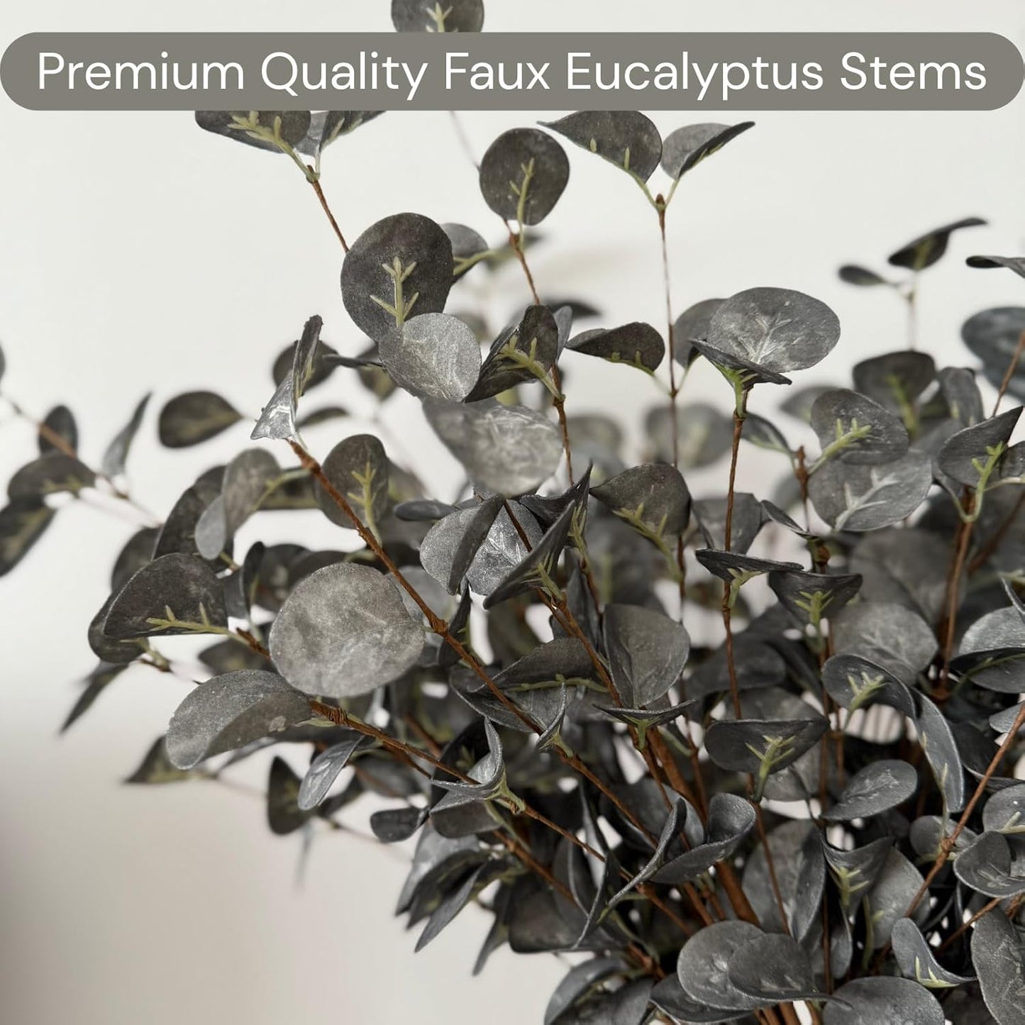 RyddeligHome 6 Branches Artificial Long Eucalpytus Stems for Tall Vase, Eucalyptus Centerpieces for Tables, 23" Dusty Green Faux Stems for Vase, Realistic Greenery Branches Fillers for Home Décor