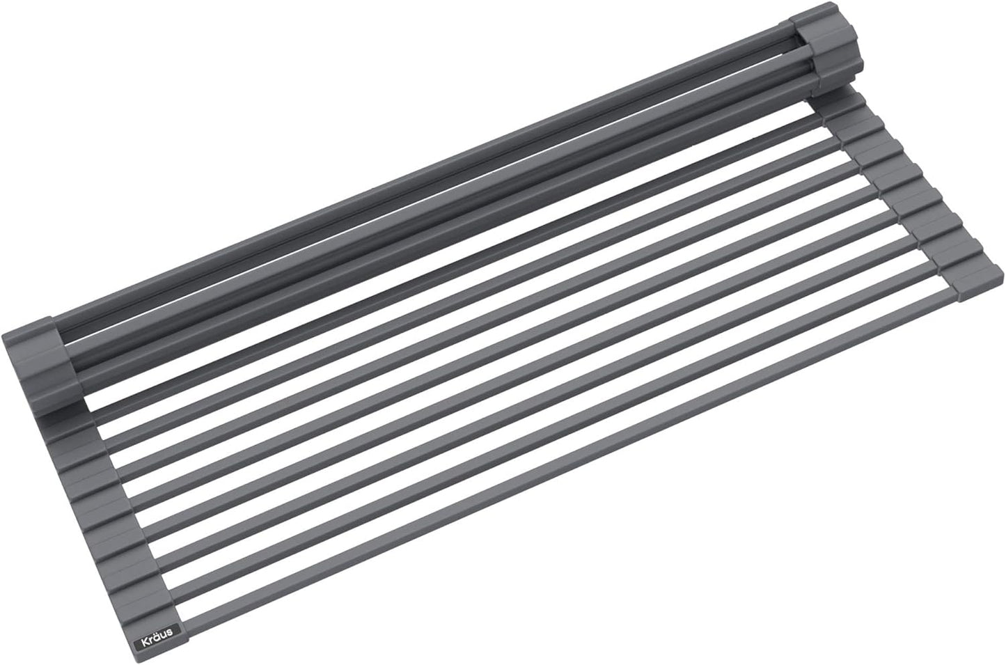 Kraus Multipurpose Over-Sink Roll-Up Dish Drying Rack, Colander and Trivet in Dark Grey, KRM-10DG