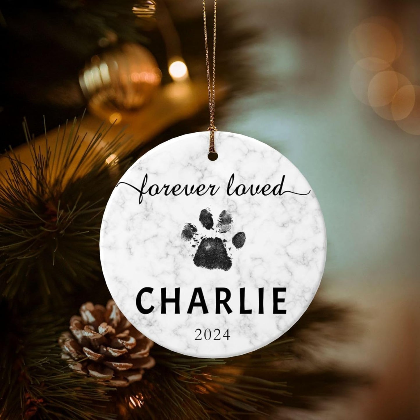 Personalized Dog Name Ornament 2025 Custom Pet Cat Names Ornaments for Christmas Tree,Dog 1st Christmas Ornament Gift, Double-Sided Ceramic Customized Xmas Ornament