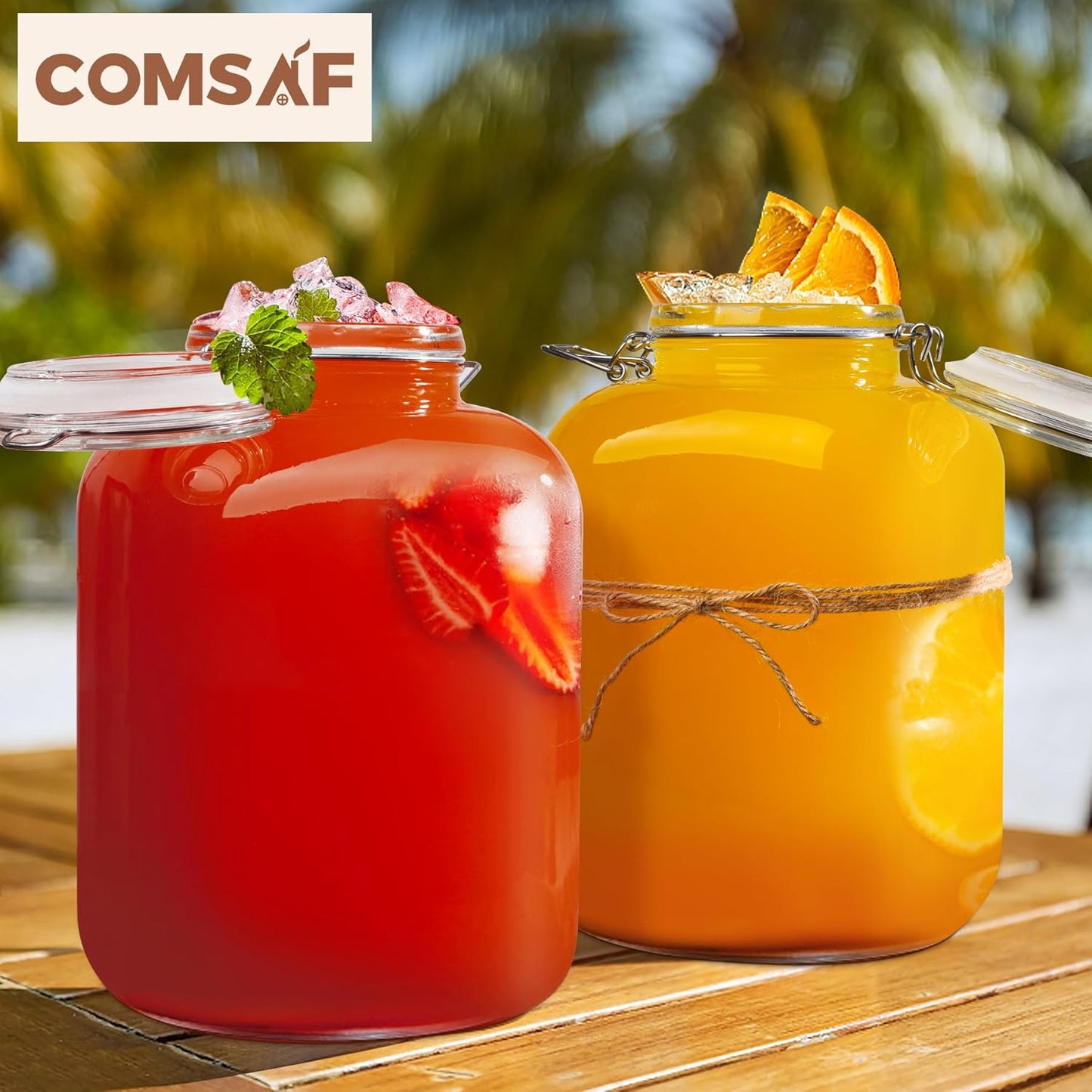 ComSaf 1 Gallon Glass Jar with Lid, Flour Sugar Storage Containers 128oz, Cereal containers storage, Glass Jars with Airtight Lid, Large Storage Containers with Lids for Pickled Egg, Herb, Set of 2