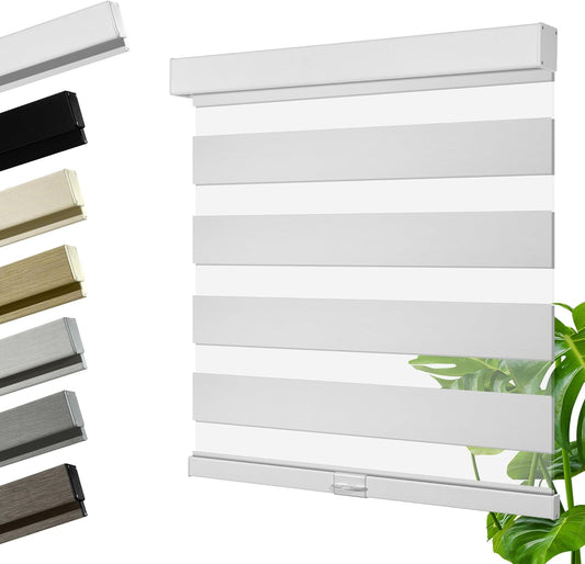 Cordless Zebra Blinds for Windows, Blackout Interior Blinds,Easy to Install,UV Protection,for Offices and Home,Custom Roller Shades, Solid White, 16" W x 72" H