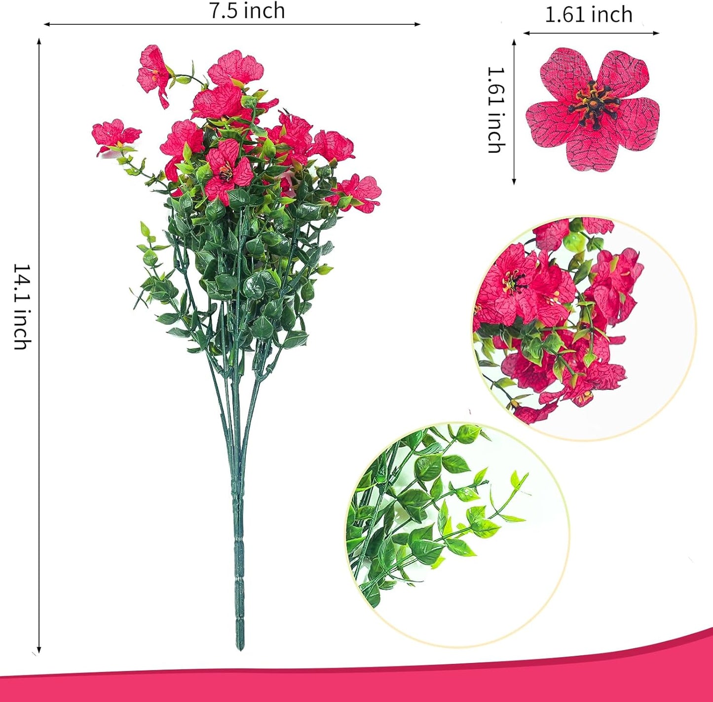 ‌20 Bundles Artificial Flowers for Outdoors‌ with 6 Faux Butterflies, UV Resistant ‌Fake Flowers‌ with Eucalyptus Leaves, ‌Artificial Plants Outdoor‌ for Patio Garden Porch Home Decor (Rose Red)