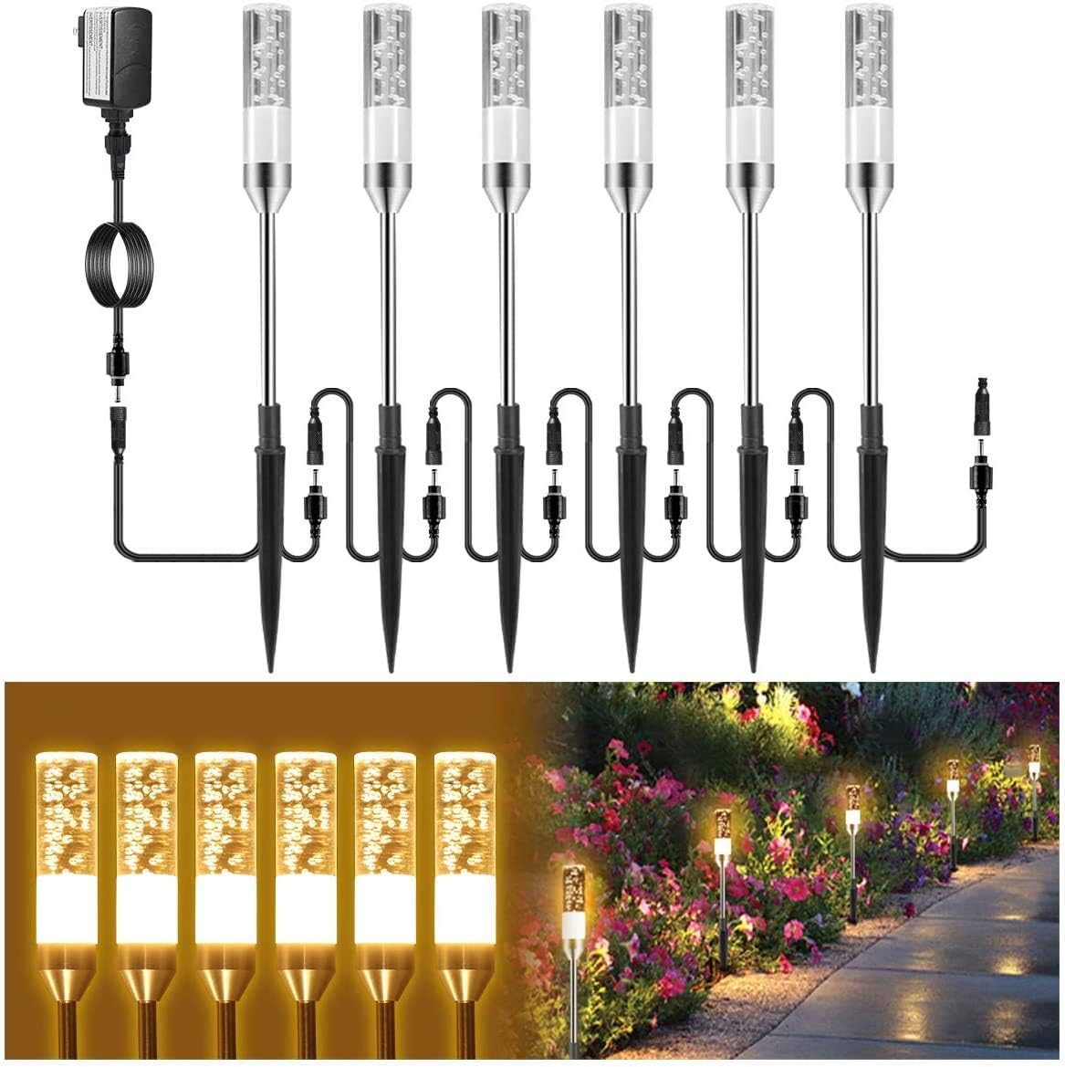 B-right Warm White 3PCS Extension Lights for Path Lights, Extendable Waterproof 0.8W 95 Lumens per Light 2700K (No Adapter)