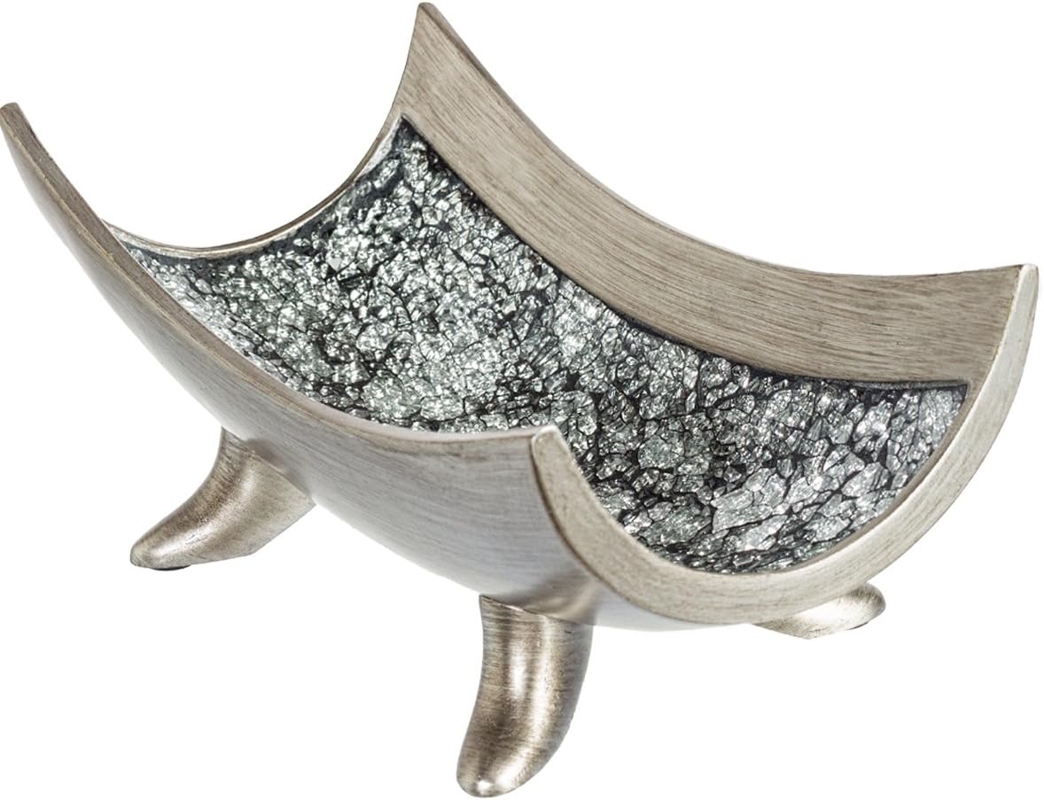 Creative Scents Schonwerk Silver Centerpiece Bowl - Coffee Table Decor - Centerpiece Table Decorations for Dining Room Living Room or Entry Table - Decorative Bowl - Best Wedding/Birthday Gift