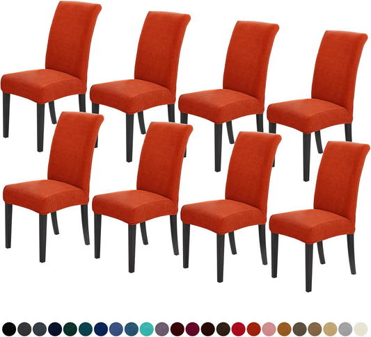 Joccun Chair Covers for Dining Room Set of 8, Dining Chair Slipcovers Stretch Dining Room Chair Covers Seat Protector,Washable Parsons Chair Cover for Home,Hotel,Banquet(Pureed Pumpkin,8 Pack)