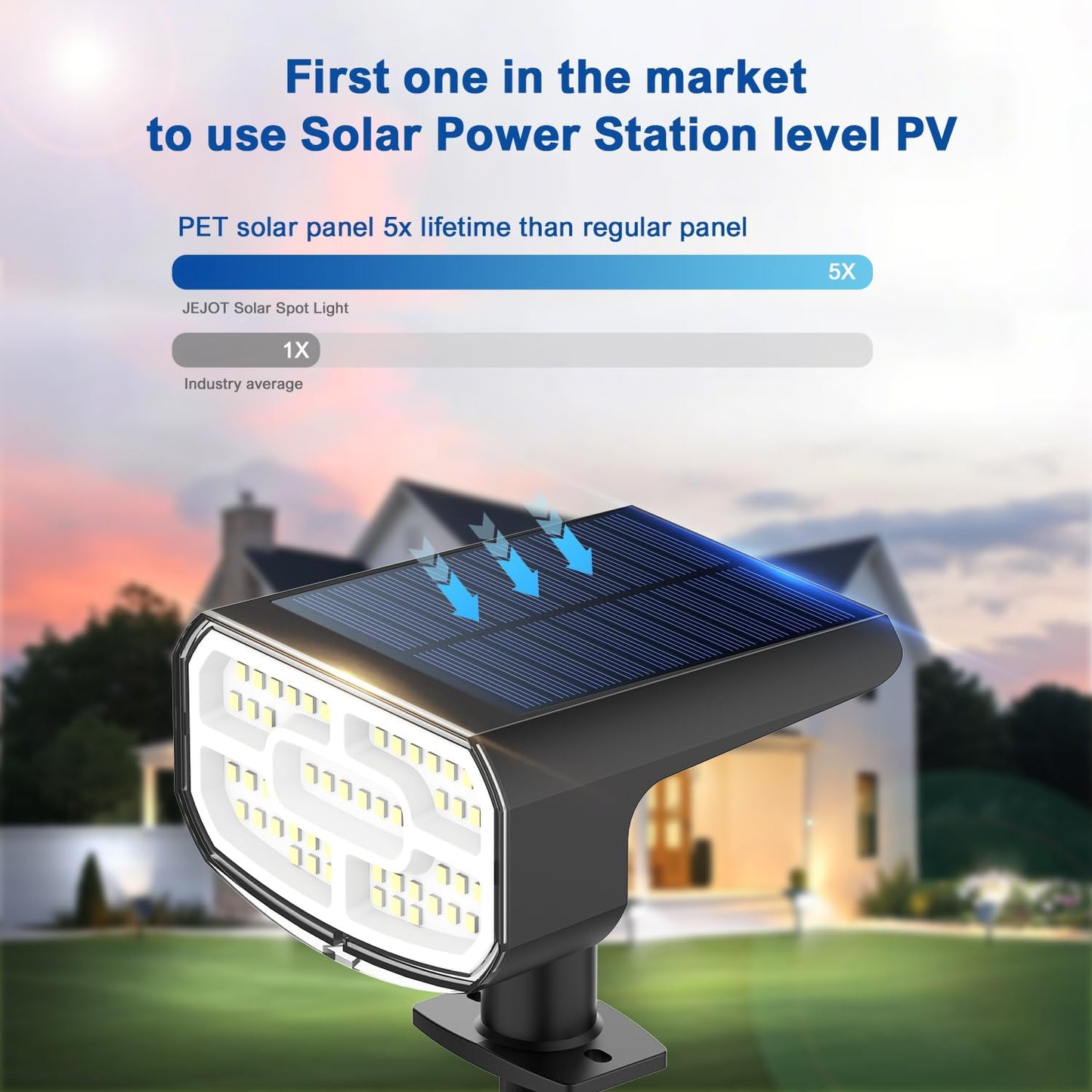 Solar Spotlights, Super Bright LED, 2 CCT Warm & Cool Light, Solarspot Lights for Outside Landscape Auto On/Off -2 Pack