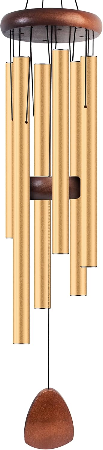 Large Aluminium Wind Chimes 37 Inches to Create a Zen Atmosphere Suitable for Outdoor, Garden, Patio Decoration. Classic Wind Chimes with Wind Catcher Suitable as A Gift for Unisex(Gold)