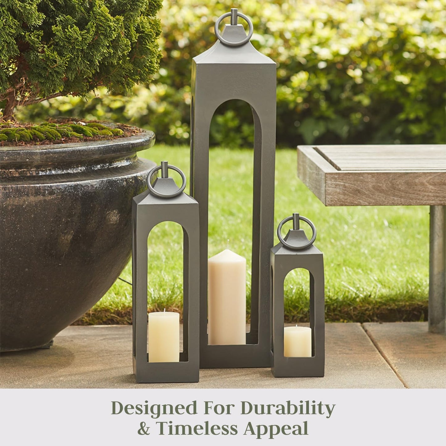 Small Black Lantern, Rustic Metal Decorative Lantern, Candle Holder for Indoor & Outdoor, Home Decor for Patio, Garden & Tabletop, Hanging Lantern for Parties & Weddings