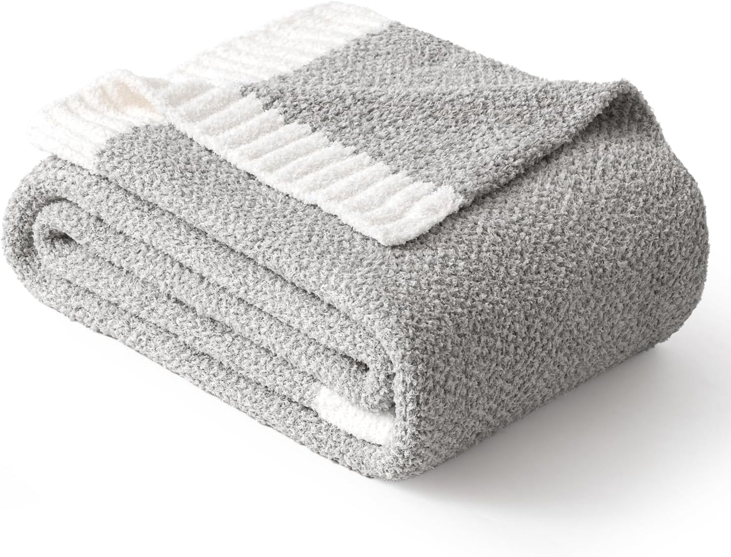 MIULEE Light Grey Super Soft Throw Blanket for Couch, Cozy Fluffy Warm Throws Knit Blankets for Sofa, Bed, Chair, Living Room, Camping, Picnic, 50 x 60 inch