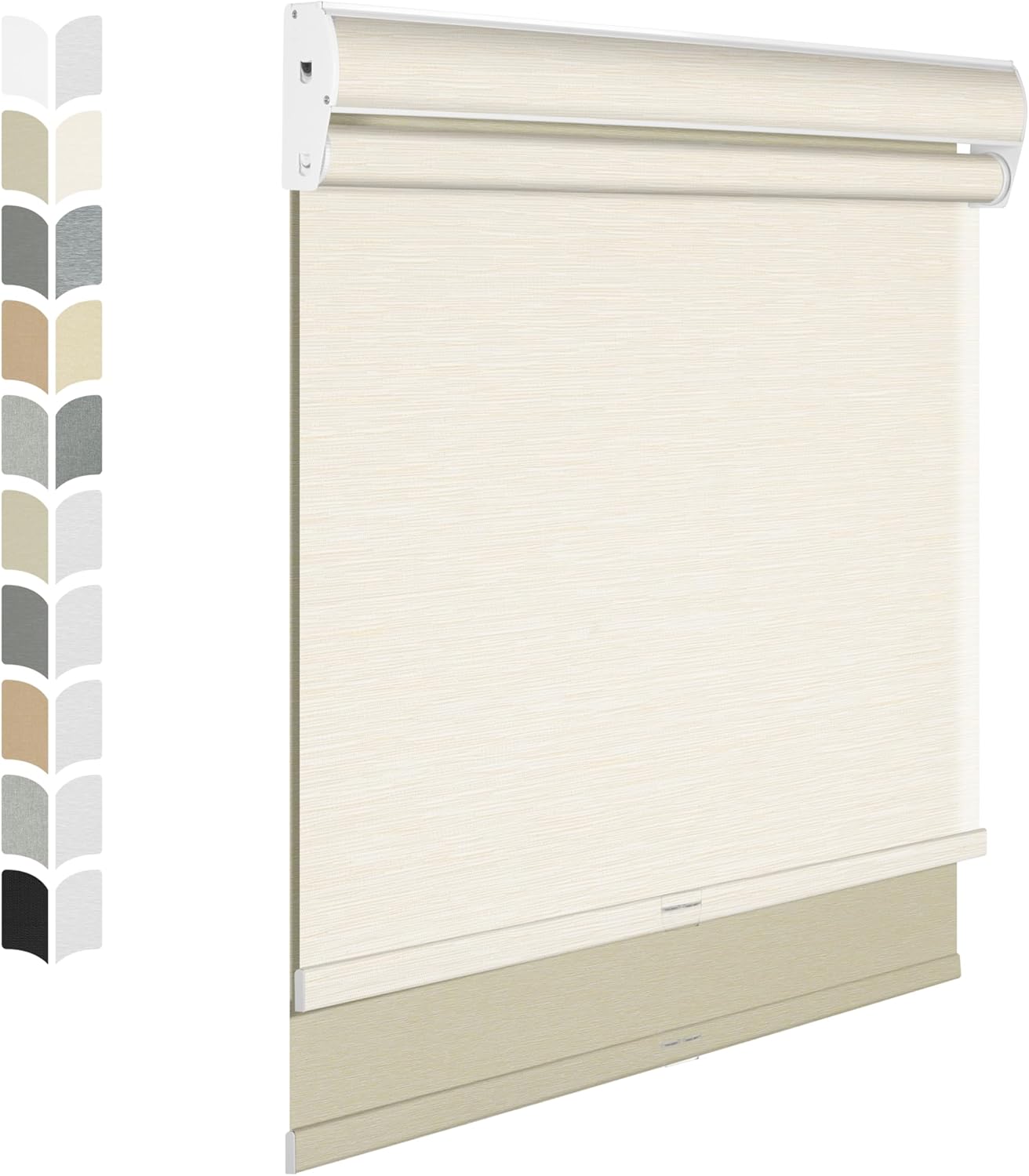 BERISSA Cordless Dual Roller Shades with Cassette Valance,Double Window Shades Blackout and Light Filtering Shades,Day and Night Roller Shades for Home Office Door.Striped Jacquard Beige.67 W x 44" H