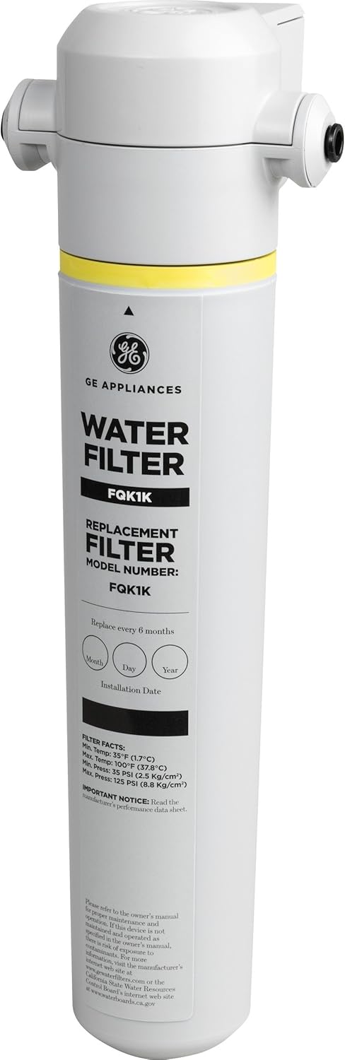 GE Icemaker & Refrigerator System, Exterior Connection, Ice for Beverages, Reduce Chlorine Taste & Odor for Better Water, Replace Filter (FQK1K) Every 6 Months, GXRLQK