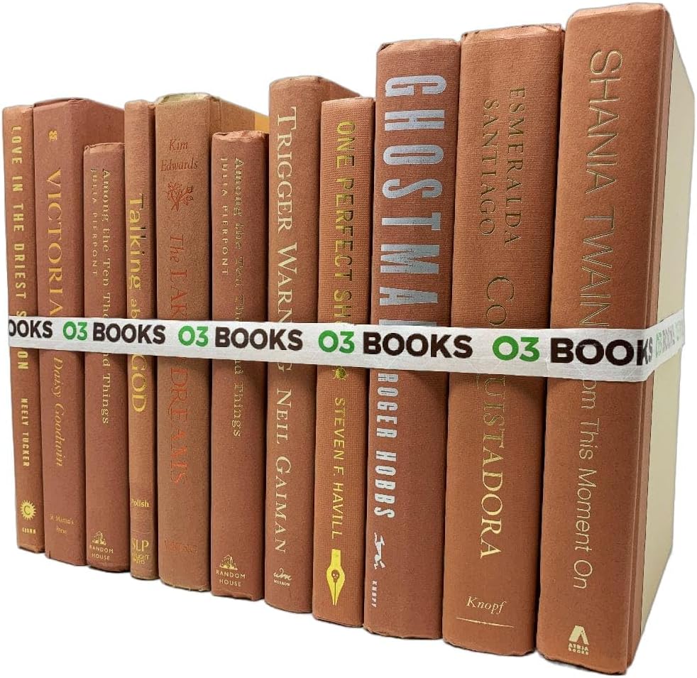 Curated Decorative Books Hardcover Décor Books for Home Décor, Choose Color, Interior Design, Office, Wedding Display, Instant Library, or Staging (Rust, One Foot)