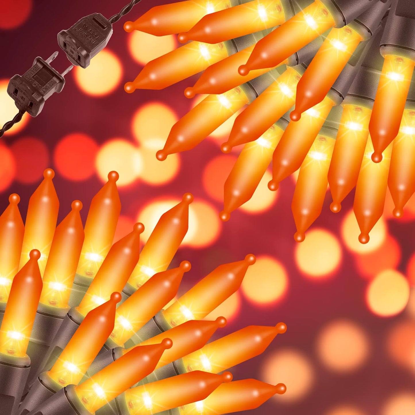300LIGHTS(2*150L) ORANGE Extra-Bright With End Connectors Halloween Decorative Lights 19.44m UL Certified Mini String Light Set Waterproof for Halloween Home Garden Christmas Tree Party Patio