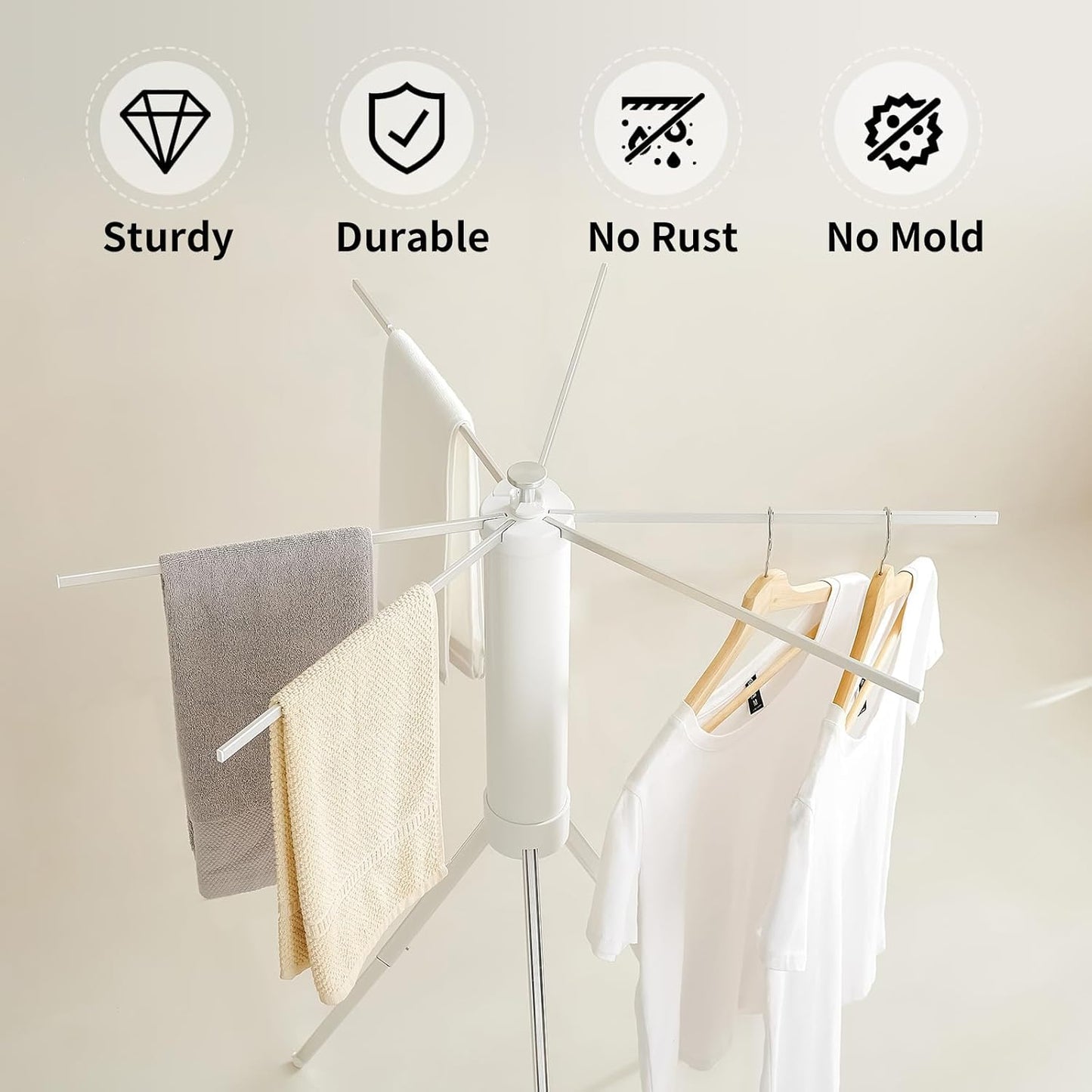 JOOM Clothes Drying Rack Portable Foldable - Drying Rack Clothing Space Saving,Collapsible Drying Rack for Laundry,Travel,Indoor,Outdoor. Folding Clothing Rack Home and Travel (Small Silver)