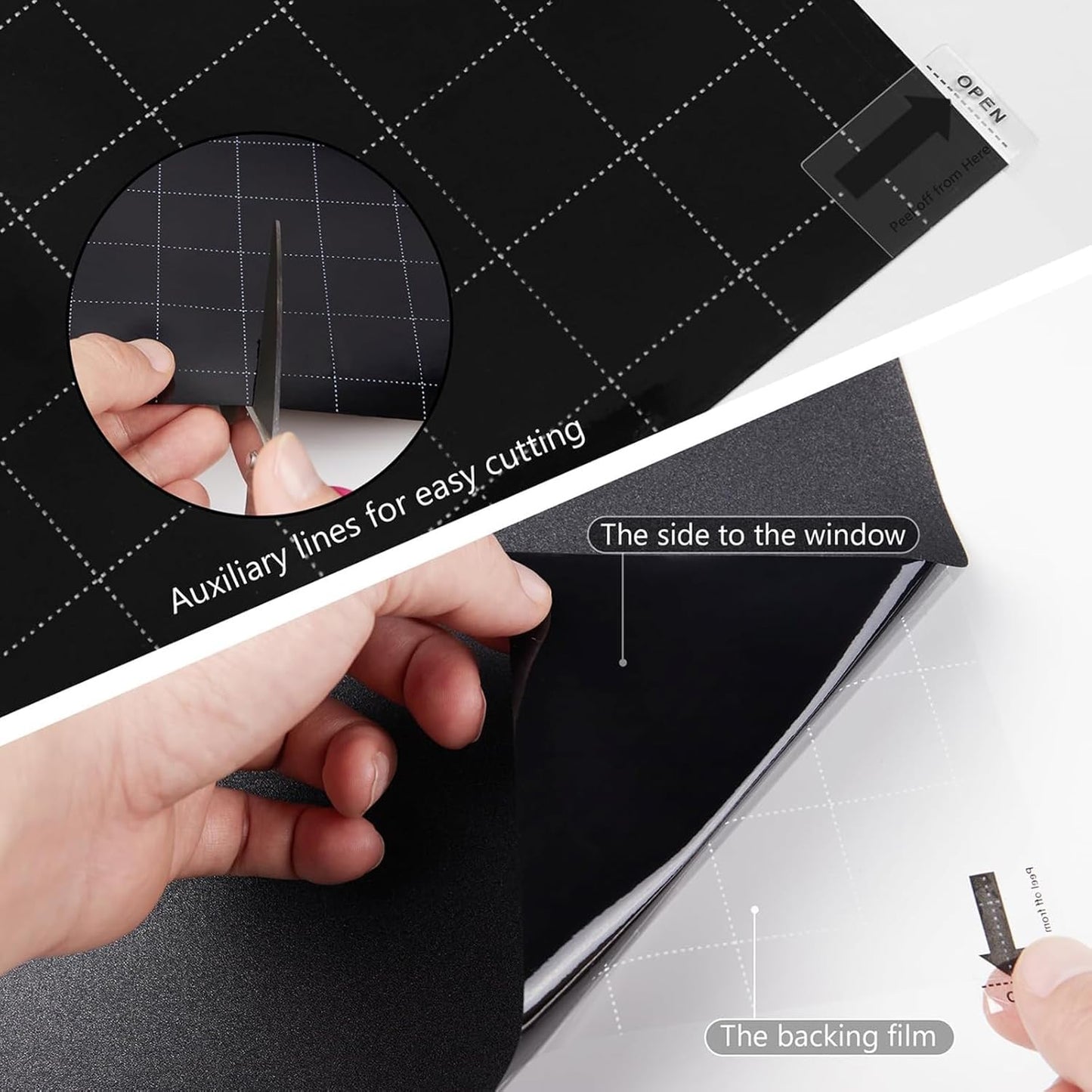 Kromapolis Blackout Window Privacy Film Total Light Blocking Room Darkening Window Covering, Removable Static Cling Frosted Glass Tint, Non-Adhesive, Black 35.4'' x 314.9''