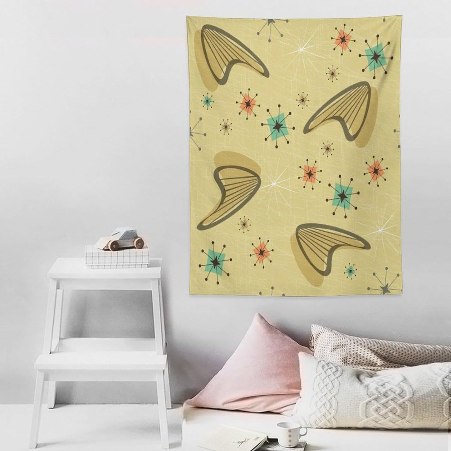 ICMOLYYENLO Boho Medieval Cat Tapestry, Abstract Atomic Starburst Geometric Aesthetic Art Wall Hanging For Bedroom Living Room Dormitory 50x60 Inches