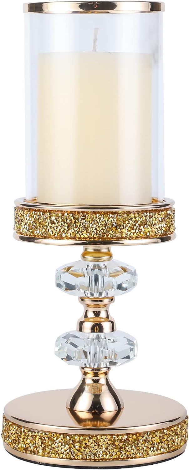 Candle Holder, Pillar Candle Holders, Crystal Candlesticks Holder for Wedding, Parties, Events, Chirstmas,Home Decor, Table Centerpieces CH028D (M)