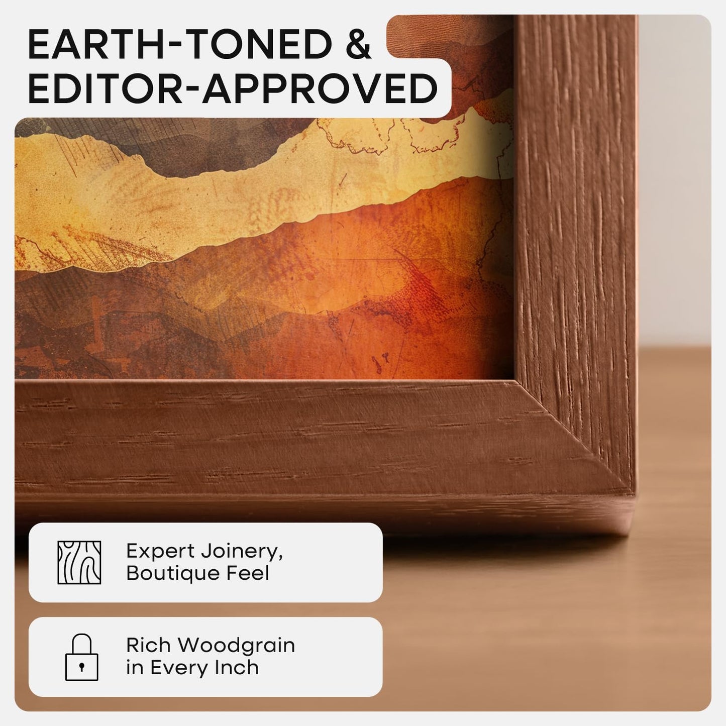 Homeforia 24x30 Walnut Frame, High End Oak 24 x 30 Wooden Poster Frame with Mat 18 x 24, 30x24 Large Picture Frames for Wall, 24x30 Brown Wood Frame Matted to 18x24, Tempered Glass, Wall Kit, Set of 1