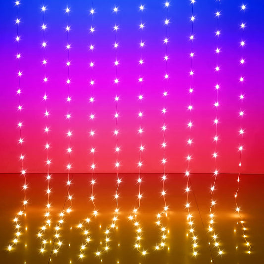 LED Curtain Lights, 9.8ft x 7.8ft 240 LED RGB Color Changing String Fairy Lights Curtain-Smart APP Control, Music & Voice Sync for Bedroom Backdrop Indoor Outdoor Christmas Decorations