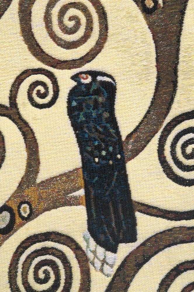 C Charlotte Home Furnishings Inc Lebensbaum Bird Belgian Cushion Cover | Pure Cotton Decorative Cushion Case | Cushion Cover for Indoor Use | 17x17 Inch Cushion Cover for Living Room I By Gustav Klimt