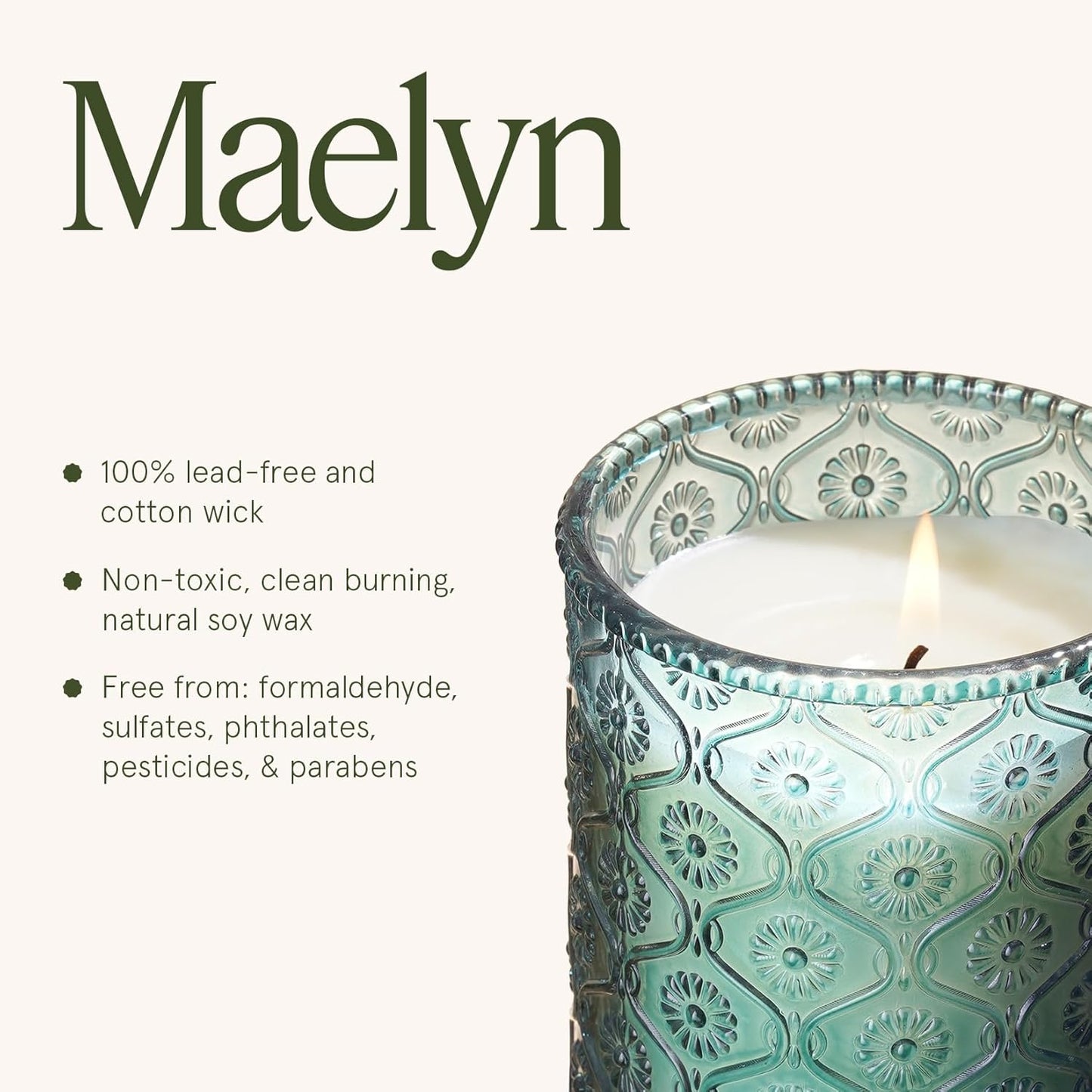 LA JOLIE MUSE Geranium Vert Mint Candle - Mint, Geranium, Lavender | 6 oz Natural Soy Wax | 40 Hours Clean Burn | Fresh Scented Candle | Gift-Ready for Hosts & Gatherings