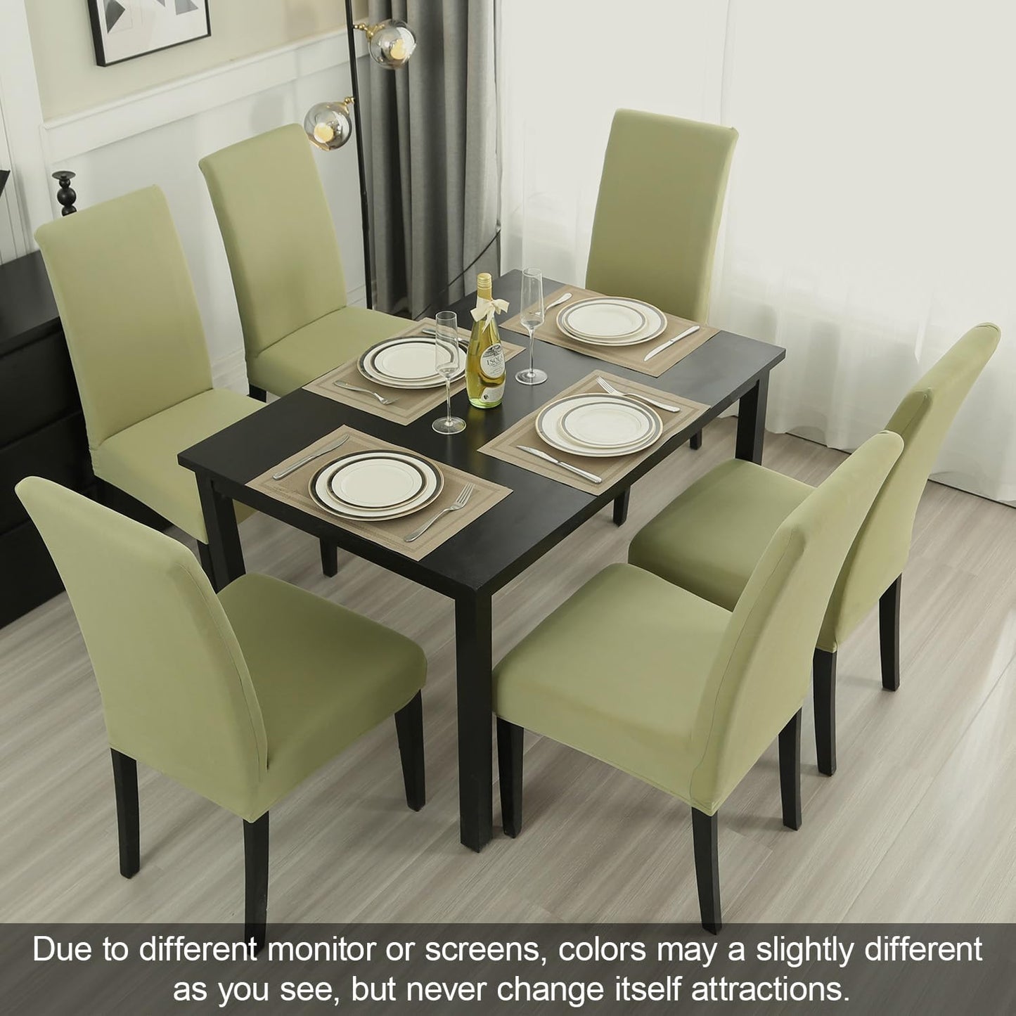 JQinHome Sage Green Chair Covers for Dining Room Set of 6, High Stretch Removable Washable Parsons Chair Slipcover for Home Party Hotel Wedding Ceremony (6PCS,Sage Green)