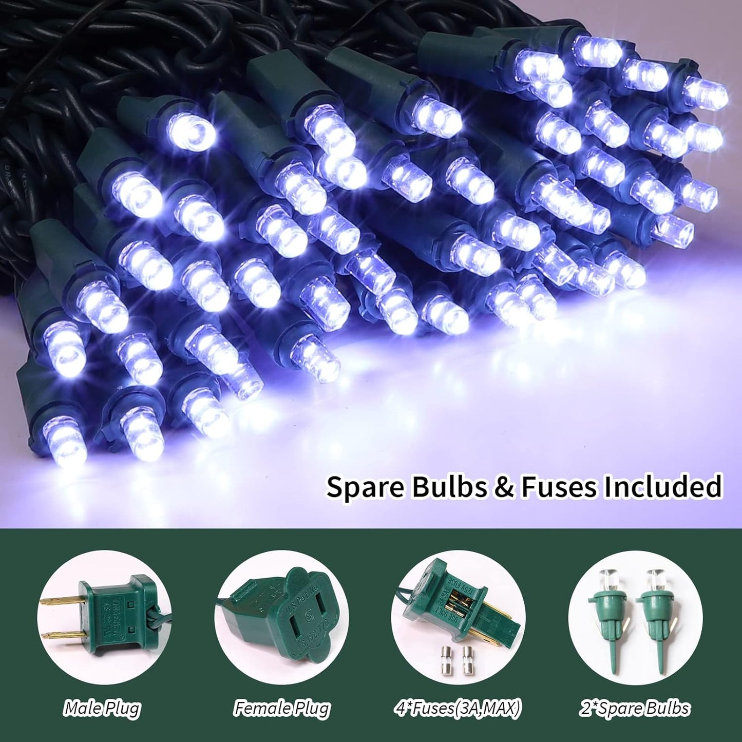 100 Count Cool White -String Lights - 21.6FT LED Christmas Lights, Mini led Lights for Indoor Outdoor Home Holiday Party Wedding Independence Day Decoration