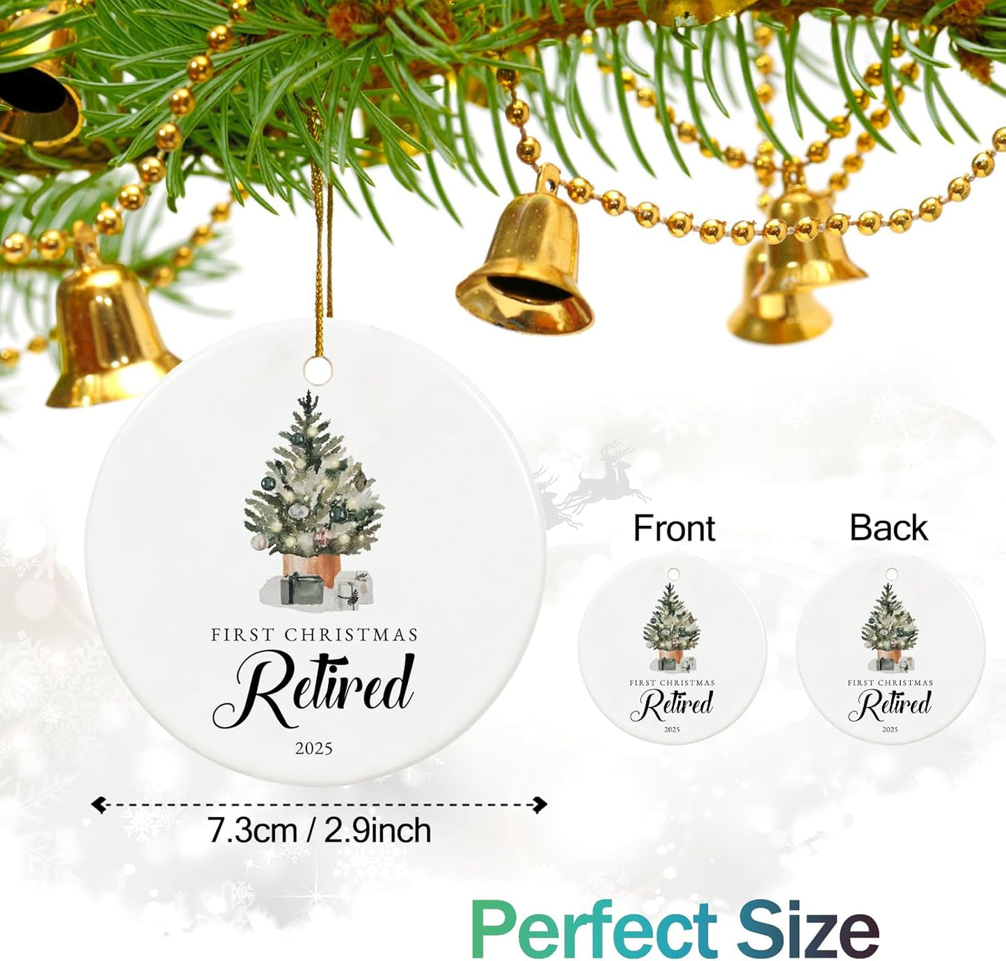 Retirement Christmas Ornament 2025, Retirement Gifts for Women 2025 Coworker, Ceramic Keepsake First Christmas Retired Ornament 2025 with Ribbon and Box