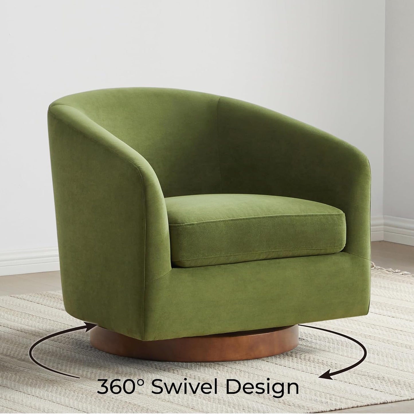 CHITA Swivel Accent Chair, FSC Certified Upholstered Velvet Barrel Chair for Living Room Set of 2, Fully Assembled, Forest Green