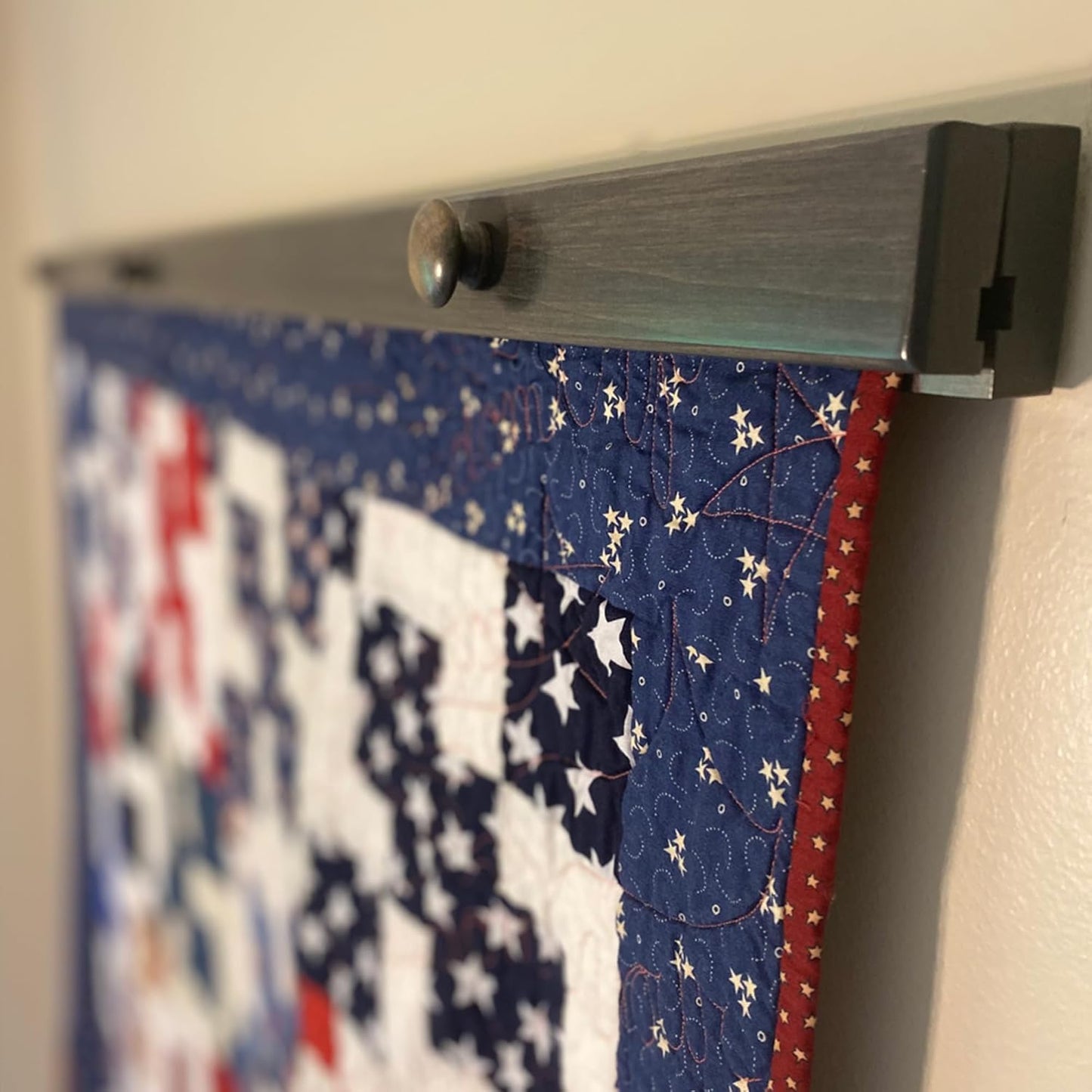 RRD Quilt Hanger for Wall for Display (36") Amish Made Wooden Quilt Rack Wall Mount - Rustic Tapestry Quilt Wall Hangers (Maple Wood, Antique Slate Stain, 36")